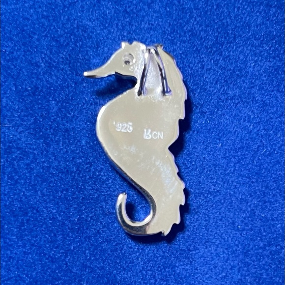 925 Sterling Silver Kyanite Seahorse Necklace Charm Pendant with hidden bail - Picture 2 of 3